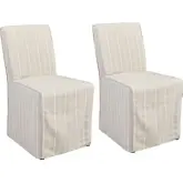 Amaya Dining Chair in Striped Neutral Fabric (Set of 2)