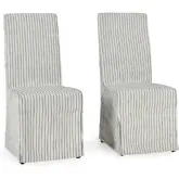 Arianna Dining Chair in Neutral Striped Fabric (Set of 2)