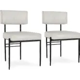 Kester Dining Chair in Off White Leather & Iron (Set of 2)