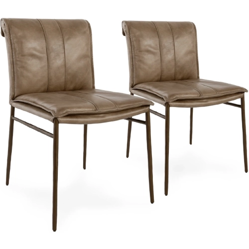 Mayer Dining Chair in Adobe Tan Top Grain Leather & Hammered Iron (Set of 2)