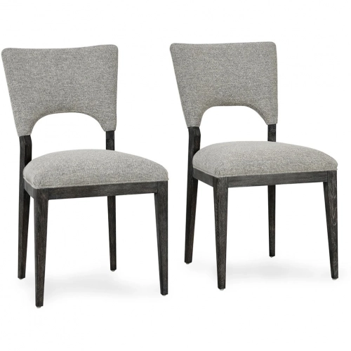 Mitchel Dining Chair in Gray Fabric & Dark Oak Wood (Set of 2)