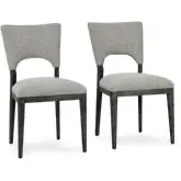 Mitchel Dining Chair in Gray Fabric & Dark Oak Wood (Set of 2)
