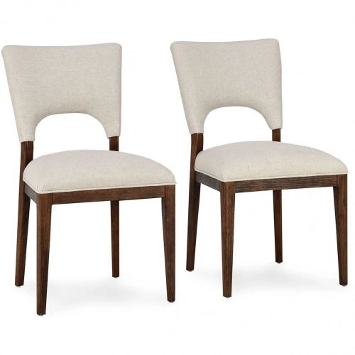 Mitchel Dining Chair in Natural Fabric & Oak Wood (Set of 2)