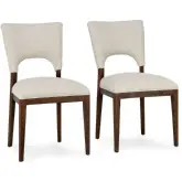 Mitchel Dining Chair in Natural Fabric & Oak Wood (Set of 2)
