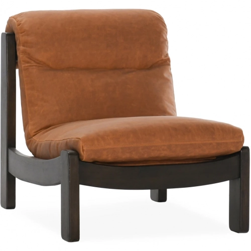 Owen Accent Chair in Maple Brown Top Grain Leather & Espresso Wood