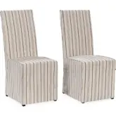 Arianna Dining Chair in Navy & Neutral Linen Fabric Slipcover (Set of 2)