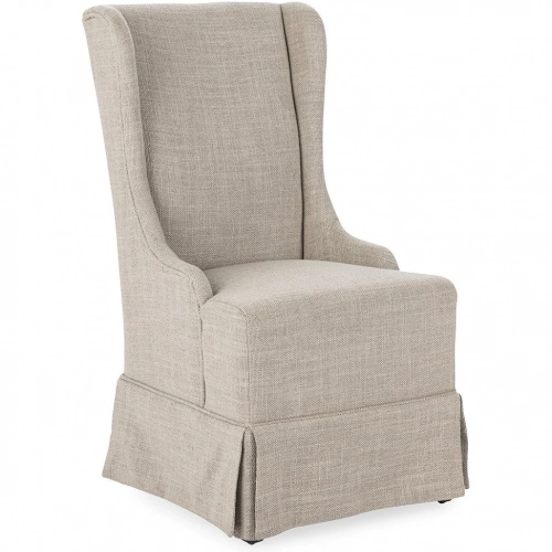 Melrose Wingback Dining Chair with Casters in Khaki Fabric Slipcover (Set of 2)