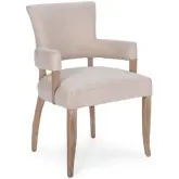 Ronan Dining Arm Chair in Sand Beige Fabric & Wood (Set of 2)