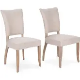 Ronan Dining Chair in Sand Beige Fabric & Wood (Set of 2)