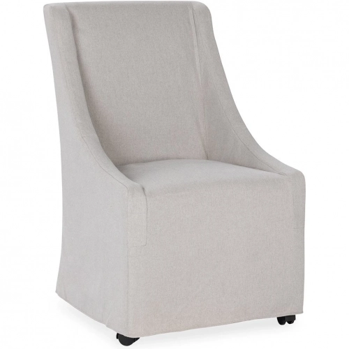 Warwick Rolling Dining Chair in Stone Beige Fabric (Set of 2)