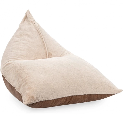 Elle Teardrop Accent Lounge Chair in Beige Fabric & Cognac Brown Leather