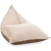 Elle Teardrop Accent Lounge Chair in Beige Fabric & Cognac Brown Leather