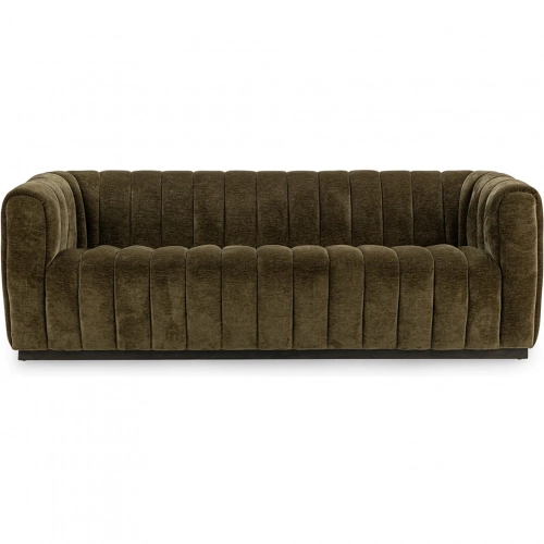 Vanty Sofa in Channel Tufted Olive Green Fabric