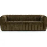Vanty Sofa in Channel Tufted Olive Green Fabric
