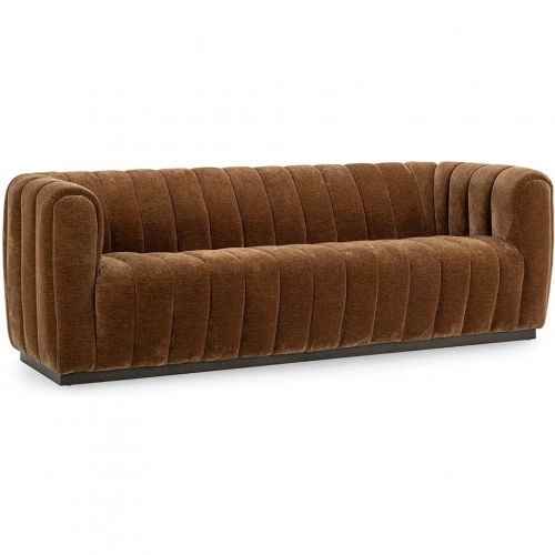 Vanty Sofa in Channel Tufted Bronze Fabric
