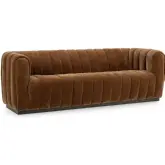 Vanty Sofa in Channel Tufted Bronze Fabric