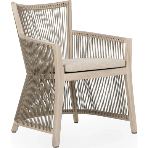Jorah Outdoor Accent Chair in Aged Cream Off White Rope & Teak