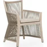 Jorah Outdoor Accent Chair in Aged Cream Off White Rope & Teak