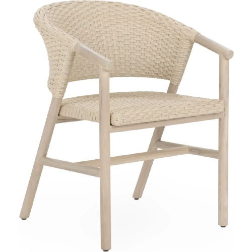Byron Outdoor Dining Chair in Aged Cream Resin & Teak