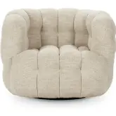 Walter Swivel Accent Chair in Tufted Flax Neutral Fabric