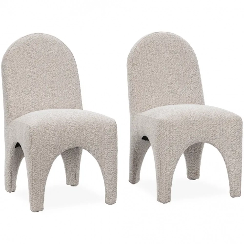 Ella Dining Chair in Birch Cream Fabric Off White (Set of 2)