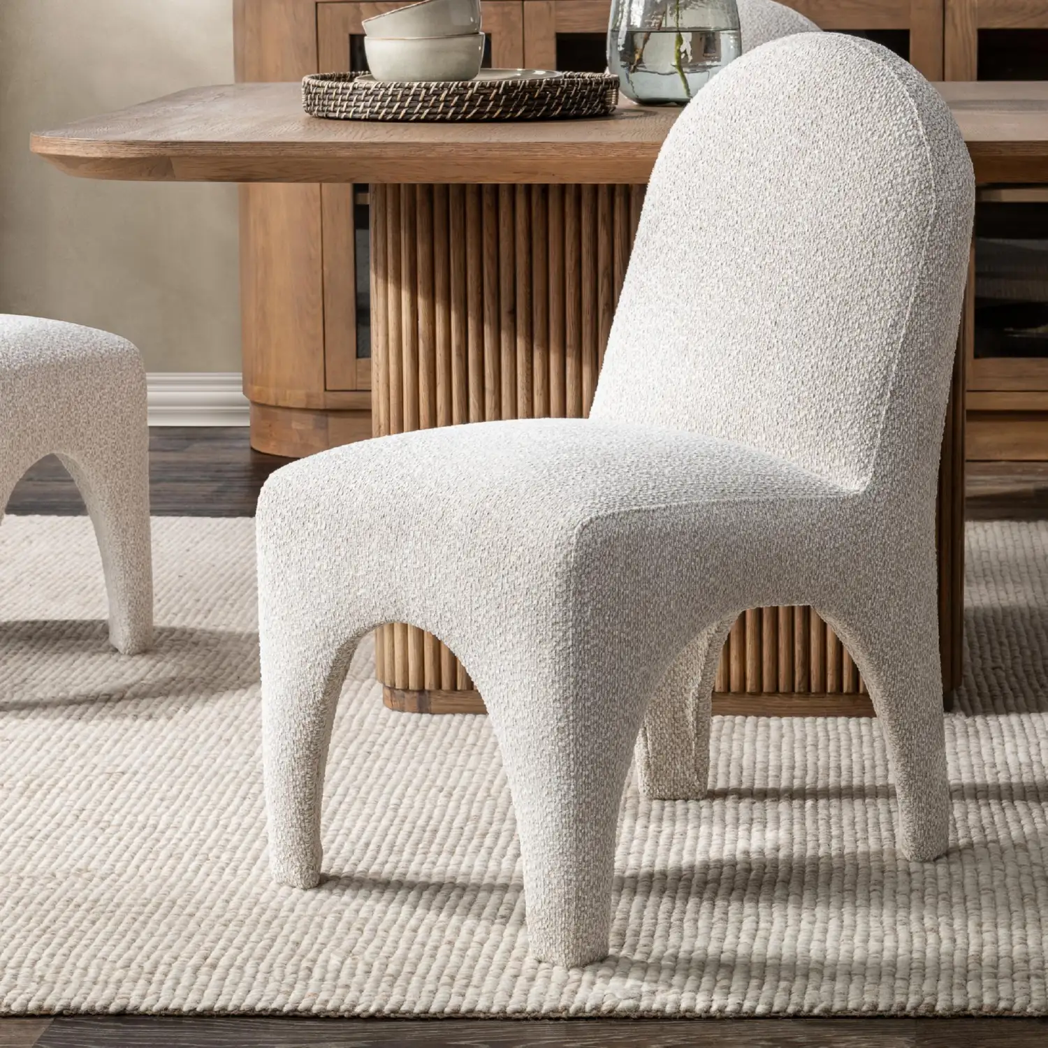 Classic Home Ella Dining Chair in Birch Cream Fabric Off White - Thumbnail 4