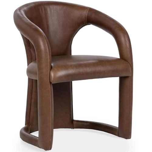Archie Dining Chair in Bison Brown Top Grain Leather