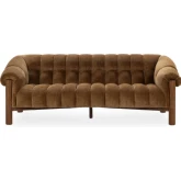 Sansa Sofa in Tufted Bronze Brown Fabric & Brushed Wood
