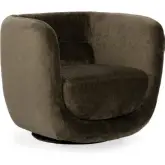 Nico Swivel Chair in Olive Green Fabric