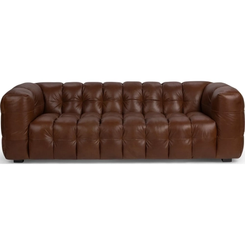 Halston Sofa in Channel Tufted Chestnut Elite Brown Top Grain Leather