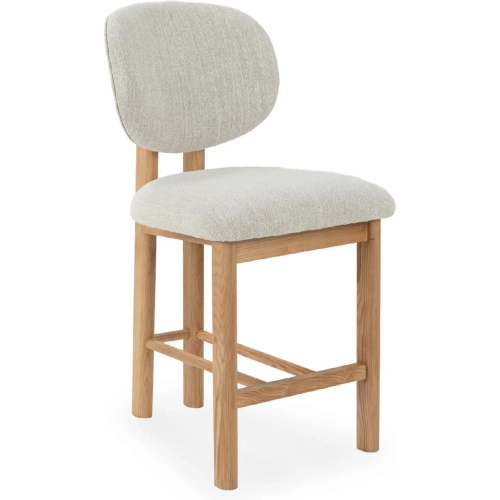 Delancey Counter Stool in Autumn Cream Off White Fabric & Wood