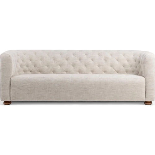 Orville Sofa in Tufted Beige Neutral Fabric & Wood