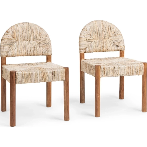Elissa Dining Chair in Natural Abaca & Teak Wood (Set of 2)