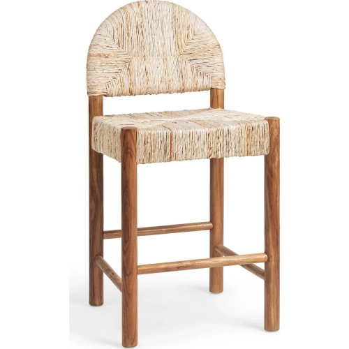 Elissa Counter Stool in Natural Abaca & Teak Wood