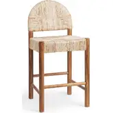 Elissa Counter Stool in Natural Abaca & Teak Wood