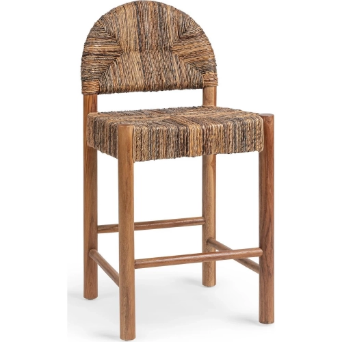 Elissa Counter Stool in Brown Abaca & Teak Wood