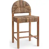 Elissa Counter Stool in Brown Abaca & Teak Wood