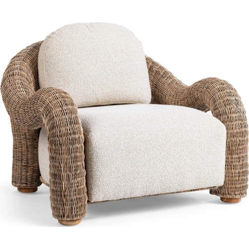 Faro Accent Chair in Natural Rattan & Neutral Olefin Fabric