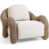 Faro Accent Chair in Natural Rattan & Neutral Olefin Fabric