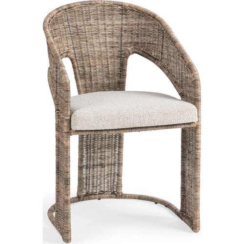 Bellini Dining Chair in Natural Rattan & Neutral Olefin Fabric
