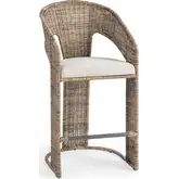 Bellini Counter Stool in Natural Rattan & Neutral Olefin Fabric