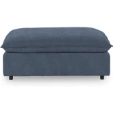 Caplan Ottoman in Rise Navy Blue Fabric