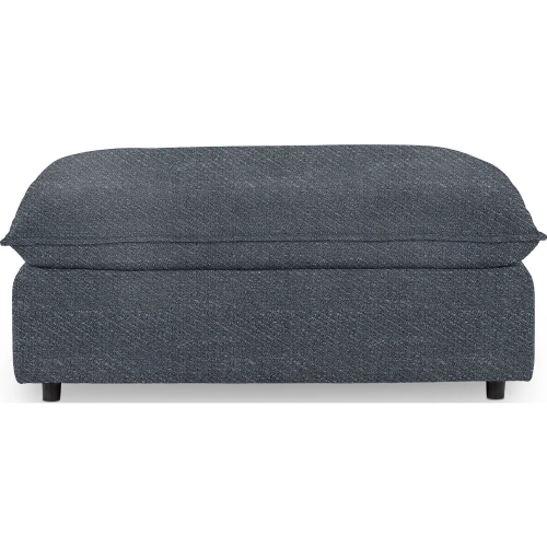 Caplan Ottoman in Midnight Denim Blue Fabric