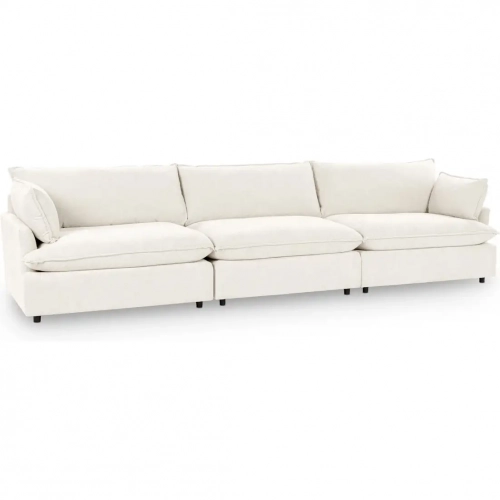 Caplan 3 Piece Modular Sectional Sofa in Elite Ivory Off White Fabric