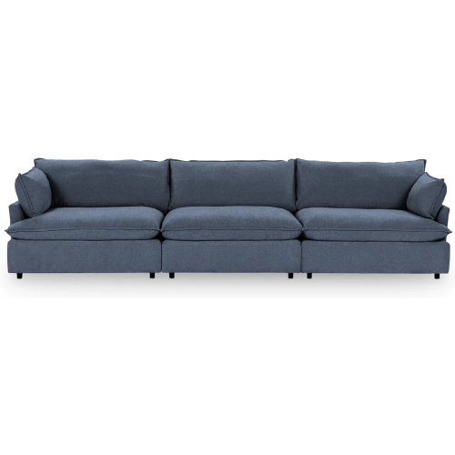 Caplan 3 Piece Modular Sectional Sofa in Rise Navy Blue Fabric