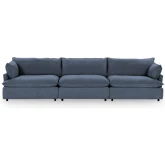 Caplan 3 Piece Modular Sectional Sofa in Rise Navy Blue Fabric