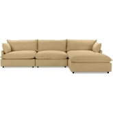 Caplan 4 Piece Modular Sectional Sofa in Bliss Beige Neutral Fabric