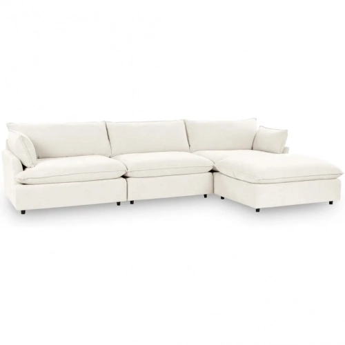 Caplan 4 Piece Modular Sectional Sofa in Elite Ivory Off White Fabric