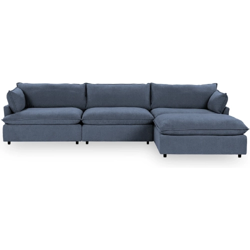 Caplan 4 Piece Modular Sectional Sofa in Rise Navy Blue Fabric
