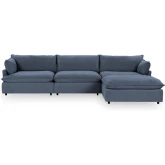 Caplan 4 Piece Modular Sectional Sofa in Rise Navy Blue Fabric